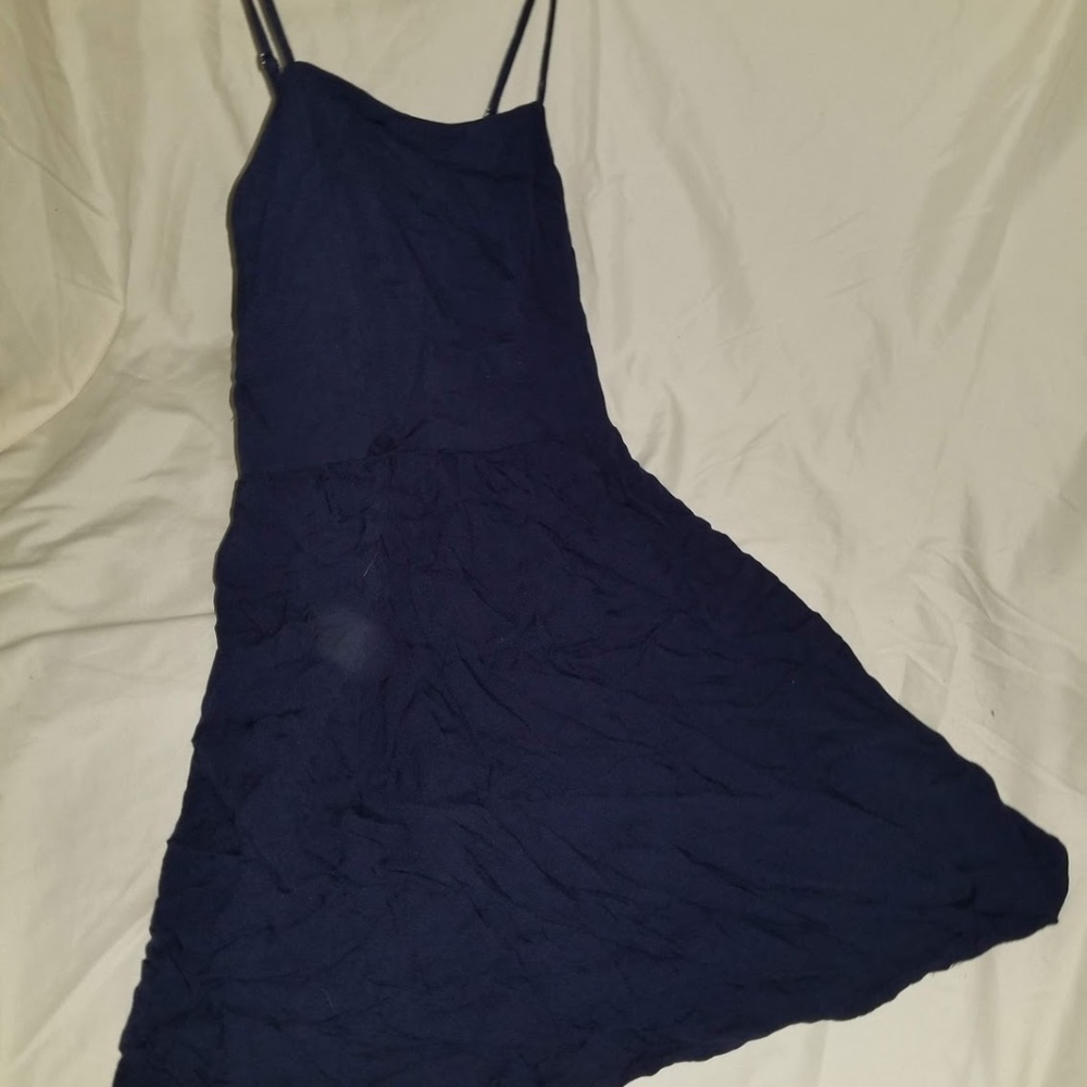 Navy blue lace up back summer dress size M
